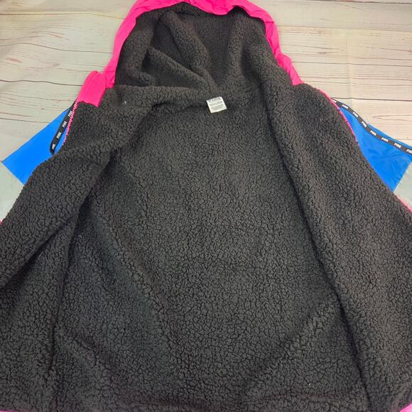 Pink Victoria's Secret XS Fleece Lined Zip Up Hooded Jacket Pink/Blue - Picture 5 of 11
